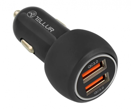 Incarcator auto Tellur FCC8, 6A, 36W, (QC 3.0 + QC 3.0), Negru [3]