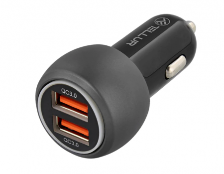 Telefoane Mobile & accesorii - Incarcator auto Tellur FCC8, 6A, 36W, (QC 3.0 + QC 3.0), Negru
