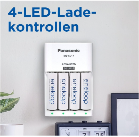 Încărcător inteligent Panasonic pentru 1-4 baterii Ni-MH AA/AAA cu 4 indicatori LED [5]