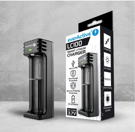 Încărcător pentru baterii everActive LC-100 Micro USB pentru 1 x acumulator, LC-100, negru [6]