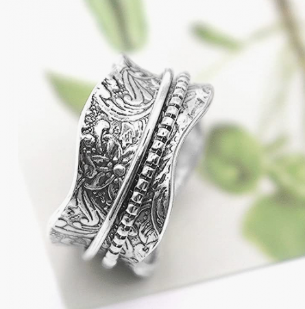 Inel de meditație cu tartan din argint sterling [3]