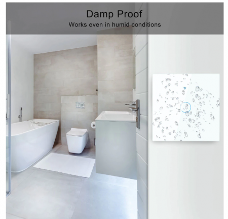 Intrerupator inteligent cu touch Rovo FN1C, Wi-Fi, fara nul, 1 canal, 10A, RF 433MHz, sticla securizata, Tuya, Life Smart, compatibil Amazon Alexa/Google Assistant, Alb [4]