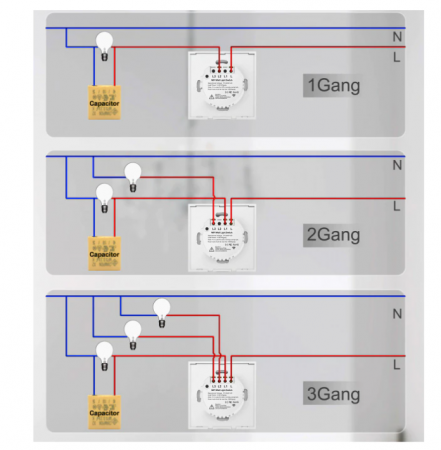 Intrerupator inteligent cu touch Rovo FN3C, Wi-Fi, fara nul, 3 canale, 10A, RF 433MHz [8]