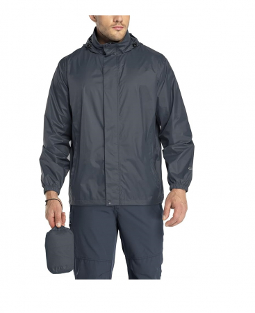 Geci si Veste barbati - Jachetă de ploaie pentru bărbați 33,000ft, ușoară, impermeabilă, pliabilă, bleumarin, S