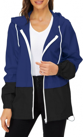 Jachetă de ploaie pentru femei Durio, ușoară, respirabilă, pliabilă, negru/albastru, 3XL [1]