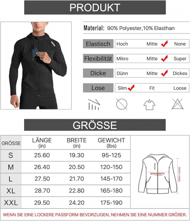 Jacheta sport cu fermoar pentru barbati BROKIG, cu uscare rapida, negru, L [7]