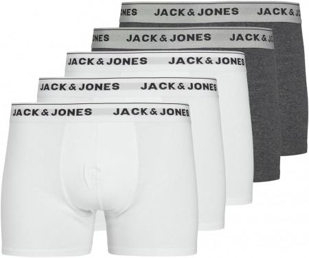 Lenjerie intima barbati - JACK & JONES Jactrunks Boxeri pentru bărbați, pachet de 5, Marimea XL, 3 albi si 2 gri