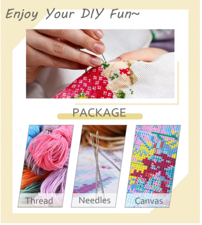 Kit de broderie KAMIERFA, DIY, fir de mătase Ginkgo, 50x50 cm [6]