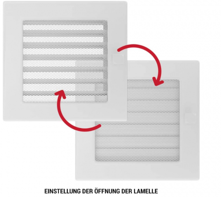 Kratki Grătar de ventilație pentru șemineu, 17 x 30 cm, alb cu obloane [7]