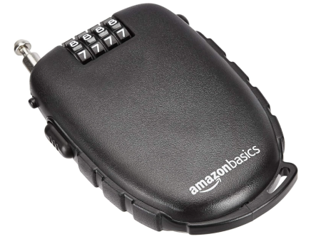 Lacăt cu cablu retractabil Amazon Basics, 4 cifre, negru [6]