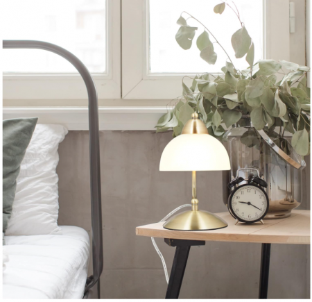 Lampă de masă Relaxdays Touch, design retro, bază E14, 25 x 15 x 19 cm, auriu [2]