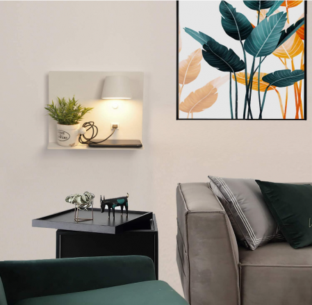 Aplica LED BarcelonaLED, alba, încărcare USB, 6W, alb cald 2700K [1]