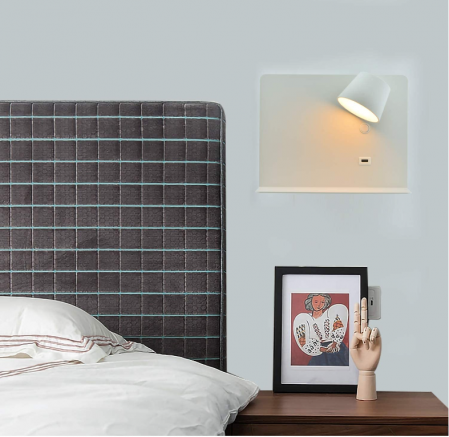 Aplica LED BarcelonaLED, alba, încărcare USB, 6W, alb cald 2700K [4]