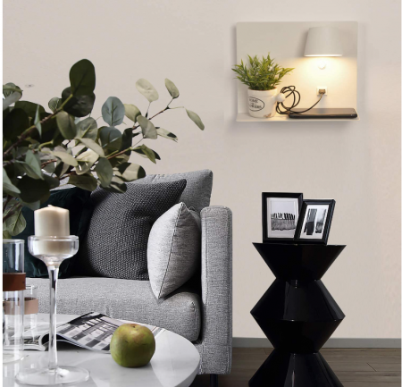 Aplica LED BarcelonaLED, alba, încărcare USB, 6W, alb cald 2700K [5]