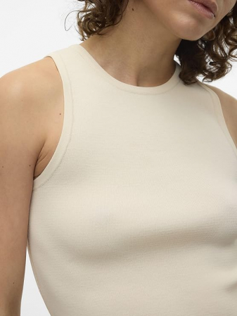 Maiou crop top pentru femei VERO MODA Vmginny SL O-Neck, crem, S [4]