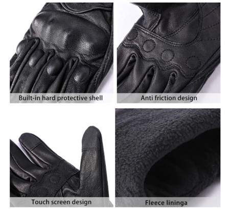 Mănuși de iarnă pentru motocicletă din piele de capră Harssidanzar, pentru bărbați, GM041EU, marimea XL [2]