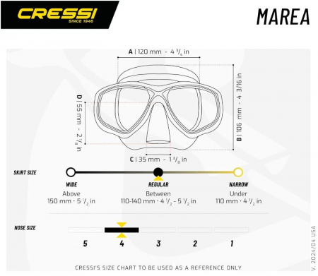 Masca de scufundari Cressi Marea Mask pentru adulti, Transparent/Galben [8]