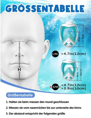 Mască de scufundări cu față completă Vitare, câmp vizual 180°, S/M [11]