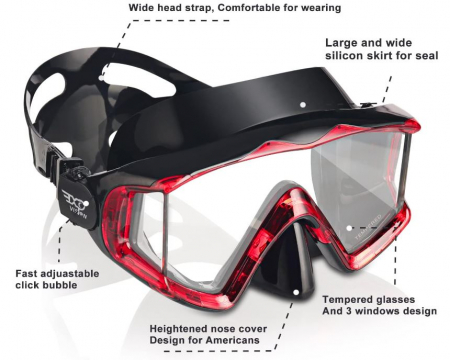 Mască de scufundări pentru adulți Pano 3 EXP VISION, anti-aburire [5]