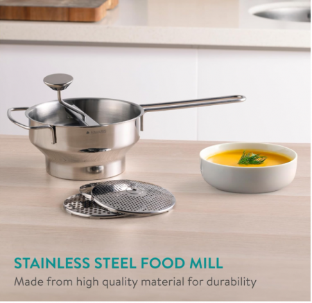 Masina de pasat/macinat, Moara rotativa Navaris din otel inoxidabil cu 3 discuri, 20 cm diametru [2]