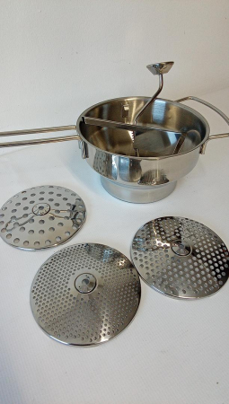 Masina de pasat/macinat, Moara rotativa Navaris din otel inoxidabil cu 3 discuri, 20 cm diametru [1]