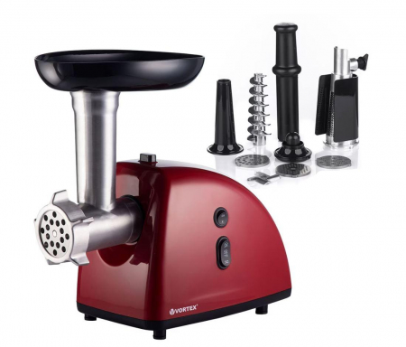 Masina de tocat carne VORTEX VO4018RD, 1kg/min, 1600W, accesoriu suc de rosii/carnati [0]