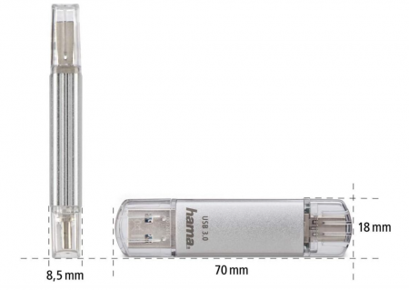 Memorie USB 128 GB Hama cu USB 3.0 & USB 3.1 de tip C, argintiu [6]