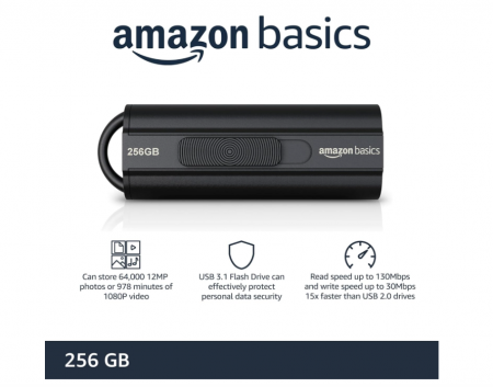 Memorie USB 3.1 ultrarapidă de 256 GB Amazon Basics, negru [1]