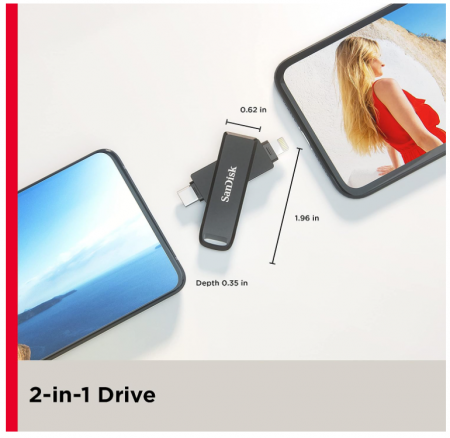Memorie USB SanDisk iXpand Flash Drive Luxe 64GB, Type-C, conectori Lightning [2]