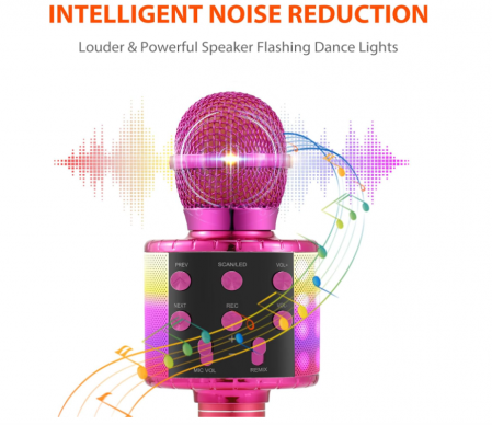 Microfon fara fir pentru karaoke Fede pentru copii, roz [2]