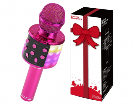 Jucarii interactive - Microfon fara fir pentru karaoke Fede pentru copii, roz
