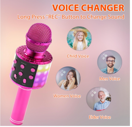 Microfon fara fir pentru karaoke Fede pentru copii, roz [3]