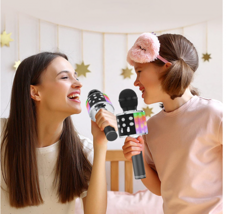 Microfon wireless Karaoke Ankuka, pentru copii cu lumini LED, negru [7]