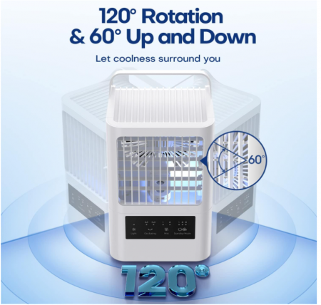 Mini aparat de aer conditionat portabil OMISOON cu pulverizare apa, 800 ml, oscilație de 120° [6]