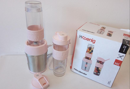 Mini blender portabil H.Koenig SMOO12, 570 ml, 300 W, 2 sticle, roz [1]