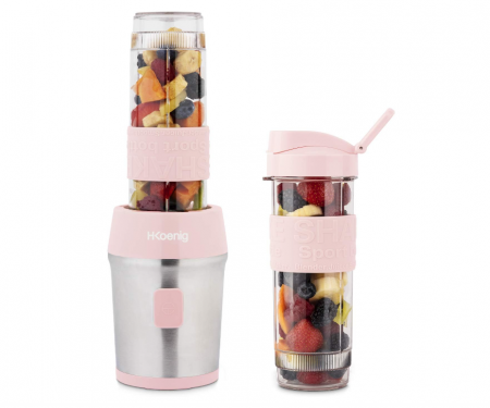 Electrocasnice pentru Bucatarie - Mini blender portabil H.Koenig SMOO12, 570 ml, 300 W, 2 sticle, roz