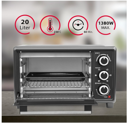 Mini-Cuptor electric OptimumX, 20 L, 1380 W, negru [4]