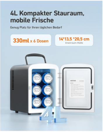 Mini Frigider 2 în 1 AstroAI, 4 litri, cu funcție de răcire și încălzire, 12 volți cu brichetă și priză de 230 volți [3]