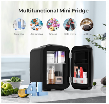 Mini frigider YASHE de 4 litri/6 doze, 220 V AC/12 V DC, negru [5]