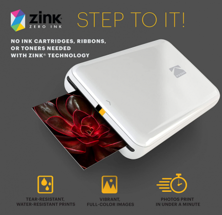 Mini imprimantă foto color mobilă fără fir KODAK Step (albă) compatibilă cu iOS și Android, NFC și Bluetooth [2]