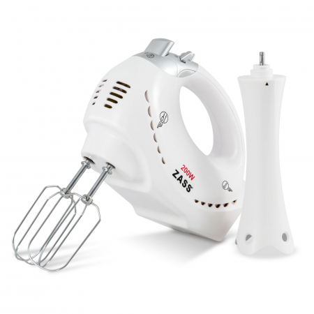 Electro - Mixer de mana Zass ZHM 05B, putere 200W, 5 viteze, functie Turbo, tocator
