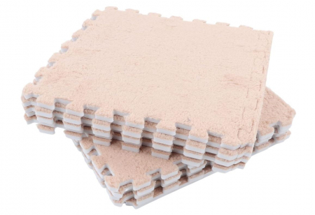 Camera copilului - Mocheta Pufoasa Tip Covor Puzzle Sorandy, 10 bucati, crem