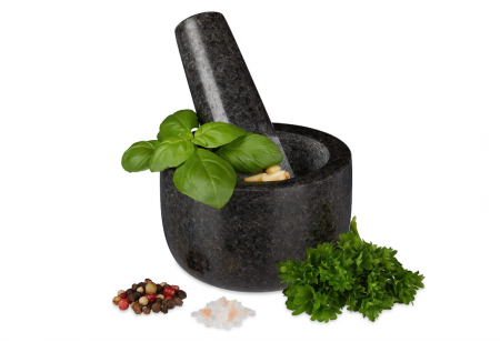 Bucatarie & Servire - Mojar cu pistil Relaxdays, Robust si Rezistent, 100ml, Ø 8,5 cm, gri antrcit