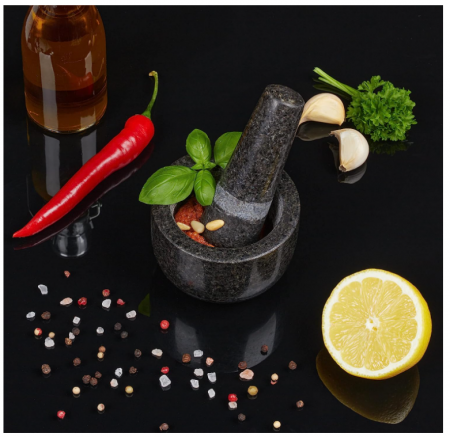 Mojar cu pistil Relaxdays, Robust si Rezistent, 100ml, Ø 8,5 cm, gri antrcit [4]