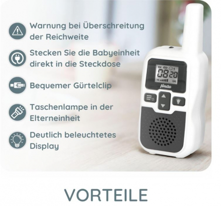 Monitor audio pentru bebeluși Alecto Babyphone DBX-80, alb/gri [3]