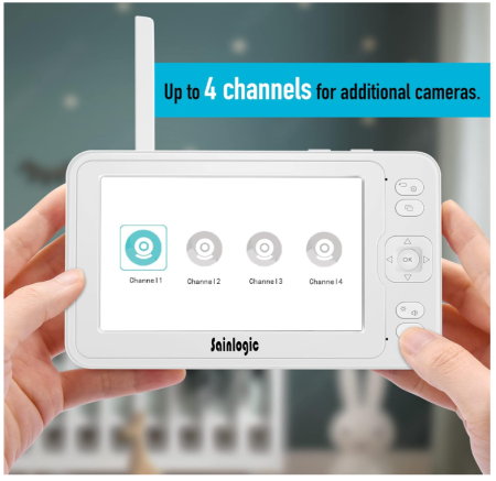 Monitor video pentru bebelusi Sainlogic, 1080P FHD, alb [4]