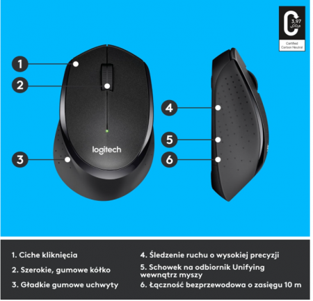 Mouse fără fir Logitech M330 SILENT PLUS, Negru [8]