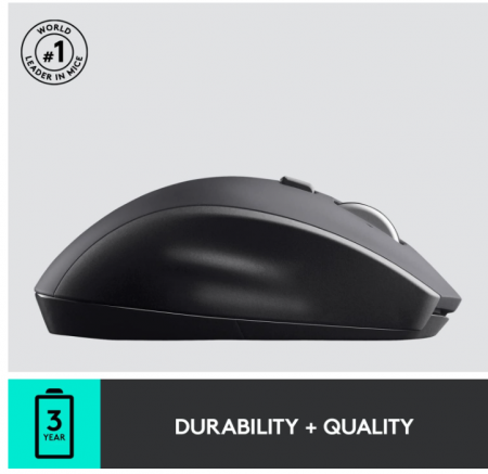 Mouse fără fir Logitech M705 Marathon, receptor USB unificator de 2,4 GHz, 1000 DPI, gri [5]