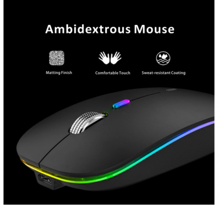 Mouse fără fir Uiosmuph G12, silențios LED 2.4G, reîncărcabil, receptor Nano USB, 1600 DPI [5]
