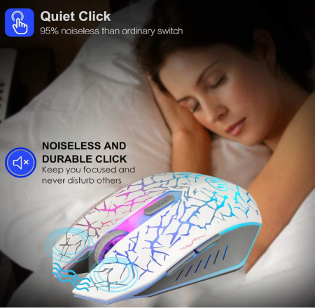 Mouse fără fir VEGCOO C12, reincarcabil, silențios, cu 2,4 GHz, până la 2400 DPI, alb [2]